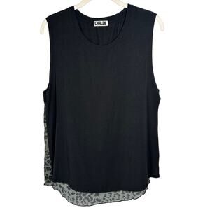 CHRLDR Black & Green Cheetah Print Tank Top Women's Large